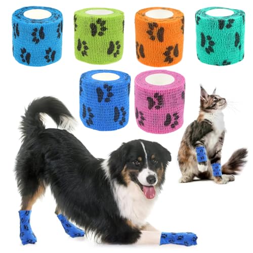Qpets® Dog Bandages for Walk, Self-Adhesive Pet Wrap with Cute Paw Print, Waterproof & Breathable Non-Woven, Lick-Proof Recovery Bandage for Cat/Dog Wounds (2Pack) Qpets® Dog Bandages for Walk, Self-Adhesive Pet Wrap with Cute Paw Print, Waterproof & Breathable Non-Woven, Lick-Proof Recovery Bandage for Cat/Dog Wounds (2Pack)